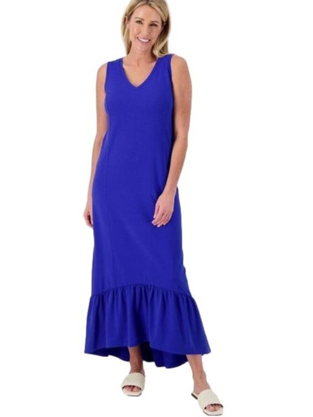 Isaac Mizrahi Live Essentials Sleeveless Maxi Dress Royal Blue XXS